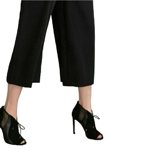 Zara Bootie Sandals 7.5 Black Leather Suede Mesh Patchwork Lace Peep Stilettos - Picture 3 of 17